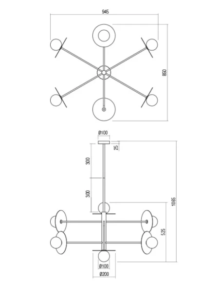 Redo Group - Plato Lampada a Sospensione Multipla - Nero Opaco