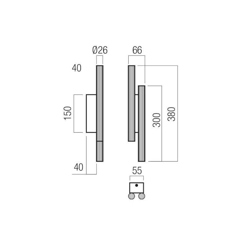 Redo Group - Nikos Lampada da Parete Doppia - Nero Opaco