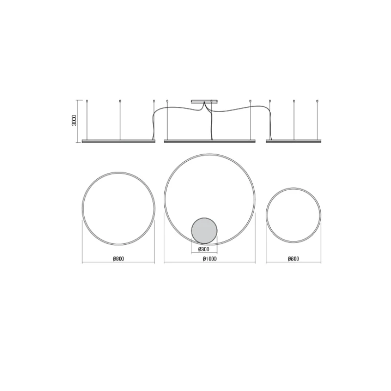 Redo Group - Orbit Lampada a Sospensione Tripla - Nero Opaco