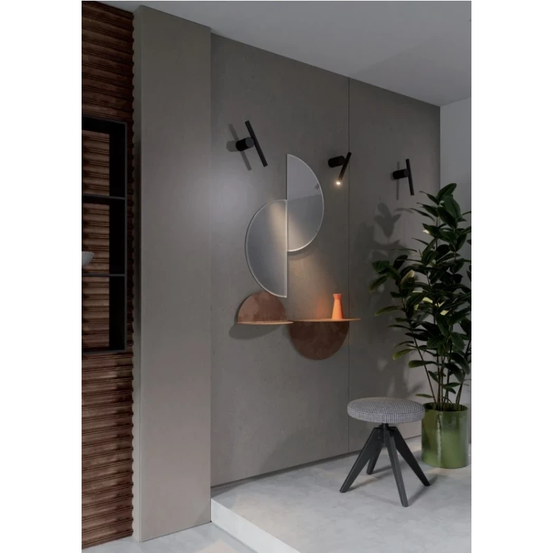 Redo Group - Praxi Wall Lamp - Nero Opaco / Silver Coffee