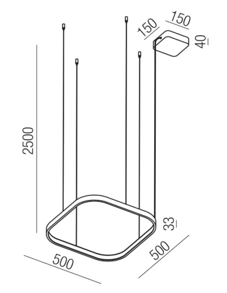 Redo Group - Orion Square Single Pendant Lamp - Nero Opaco
