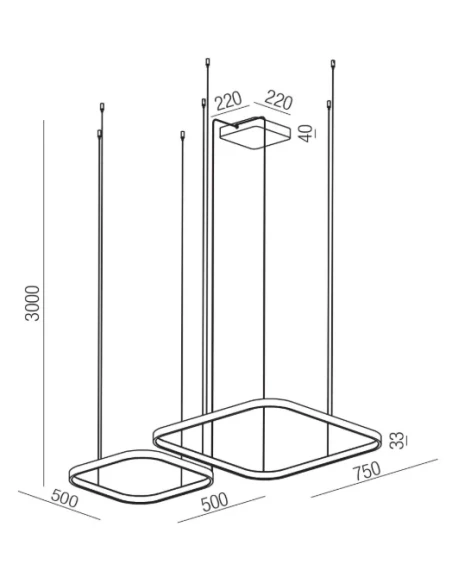Redo Group - Orion Square Double Pendant Lamp - Matt White