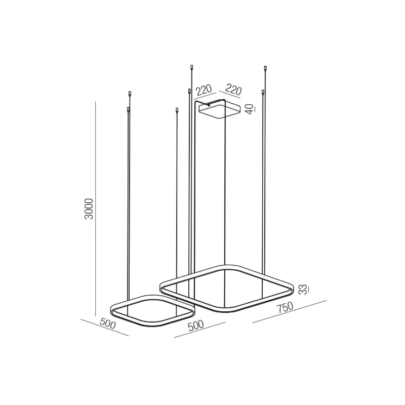 Redo Group - Orion Square Double Pendant Lamp - Matt Black