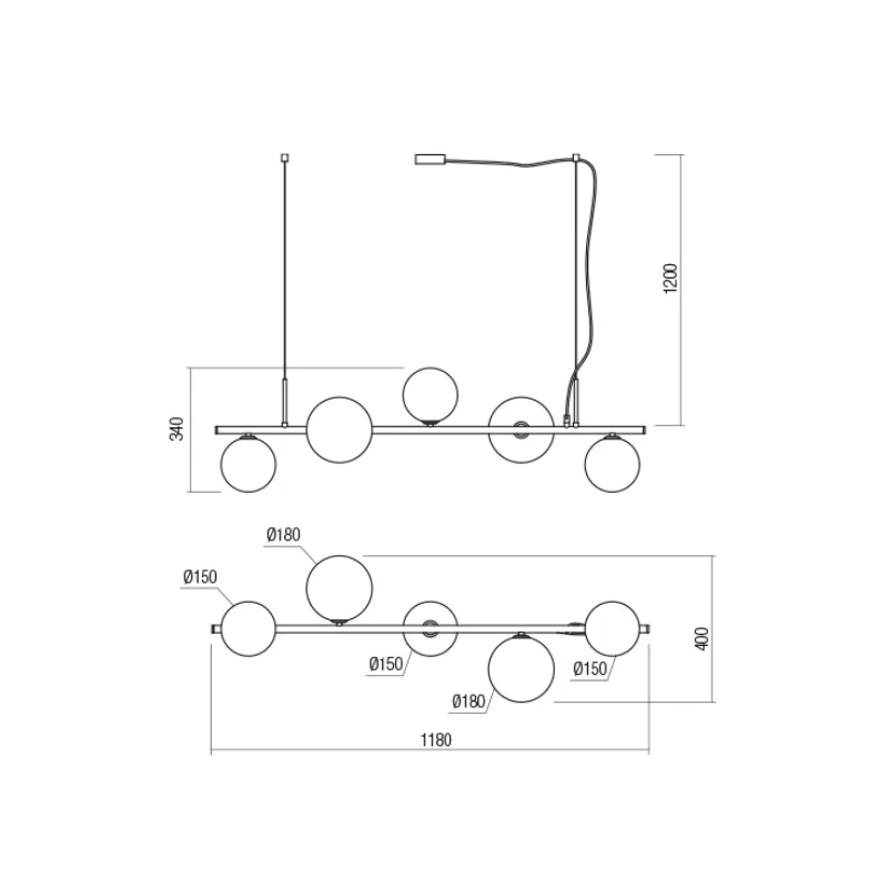 Redo Group - Roy Linear Pendant Lamp - Shaded Gold / Shaded Coffee