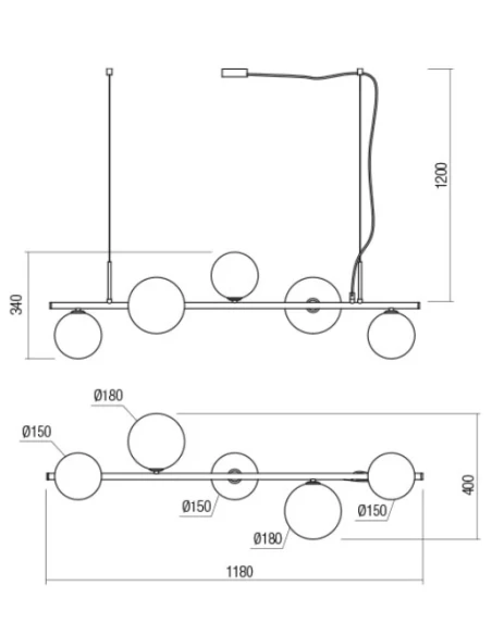 Redo Group - Roy Lampada a Sospensione Lineare - Oro Sfumato / Caffè Sfumato