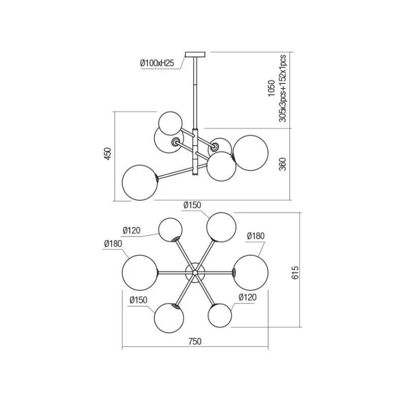 Redo Group - Roy Lampada a Sospensione - Oro Sfumato / Caffè Sfumato