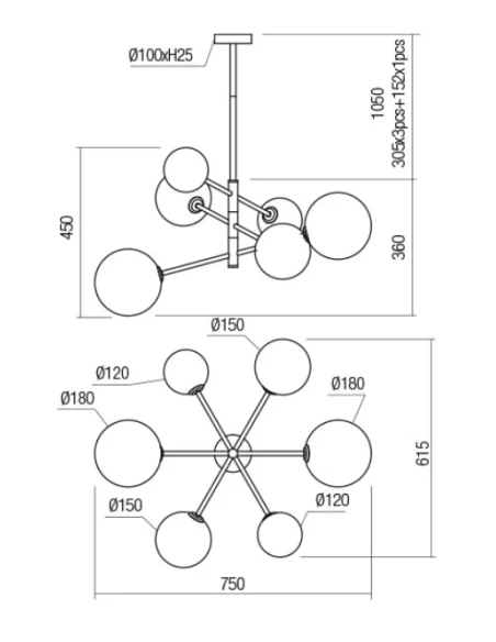 Redo Group - Roy Pendant Lamp - Shaded Gold / Shaded Coffee