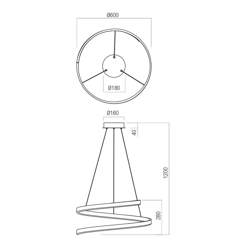 Redo Group - Scroll Pendant Lamp - Matt Black