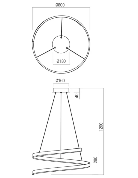 Redo Group - Scroll Lampada a Sospensione - Nero Opaco