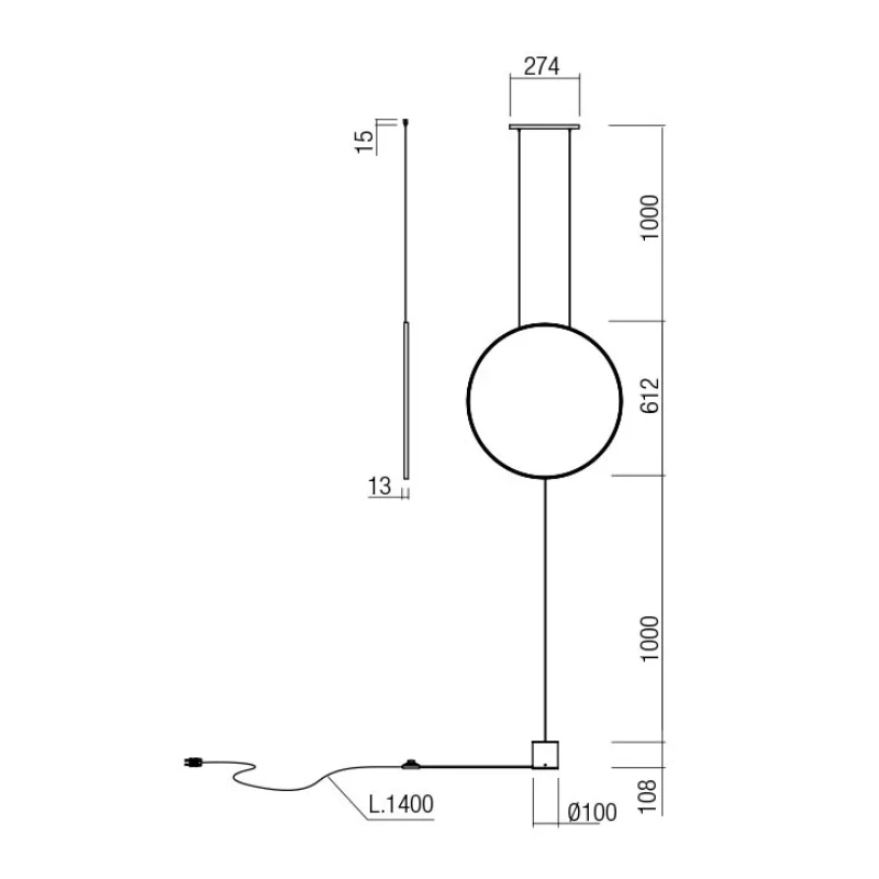 Redo Group - Slick Round Pendant / Floor Lamp - Matt Gold