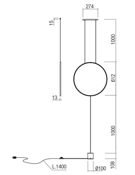 Redo Group - Slick Lampada a Sospensione / Terra Circolare - Nero  Opaco