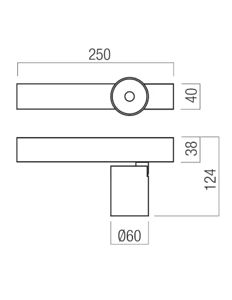 Redo Group - Takto Lampada da Parete / Soffitto - Nero Opaco