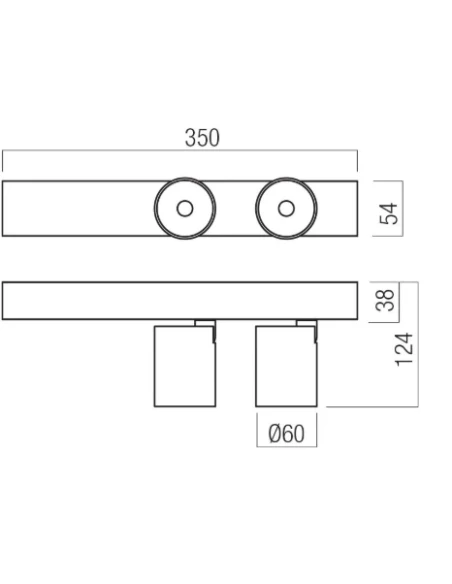 Redo Group - Takto Double Wall / Ceiling Lamp - Matte Black / Silver Coffee