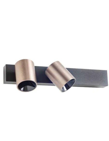 Redo Group - Takto Lampada da Parete / Soffitto Doppia - Nero Opaco / Silver Coffee