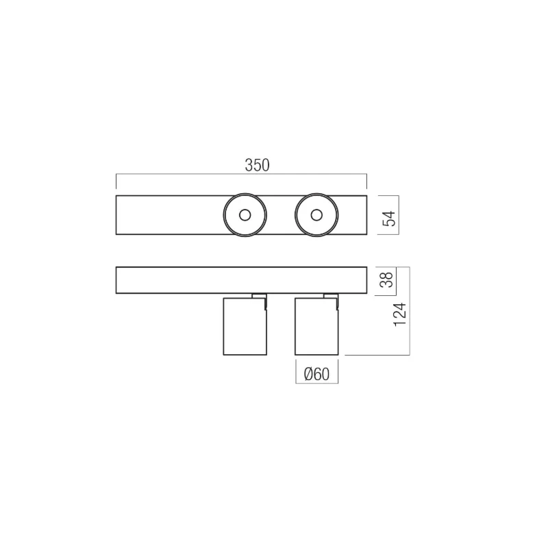 Redo Group - Takto Double Wall / Ceiling Lamp - Matt Black