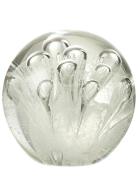 J-Line - Bubble Paperweight - White Glass