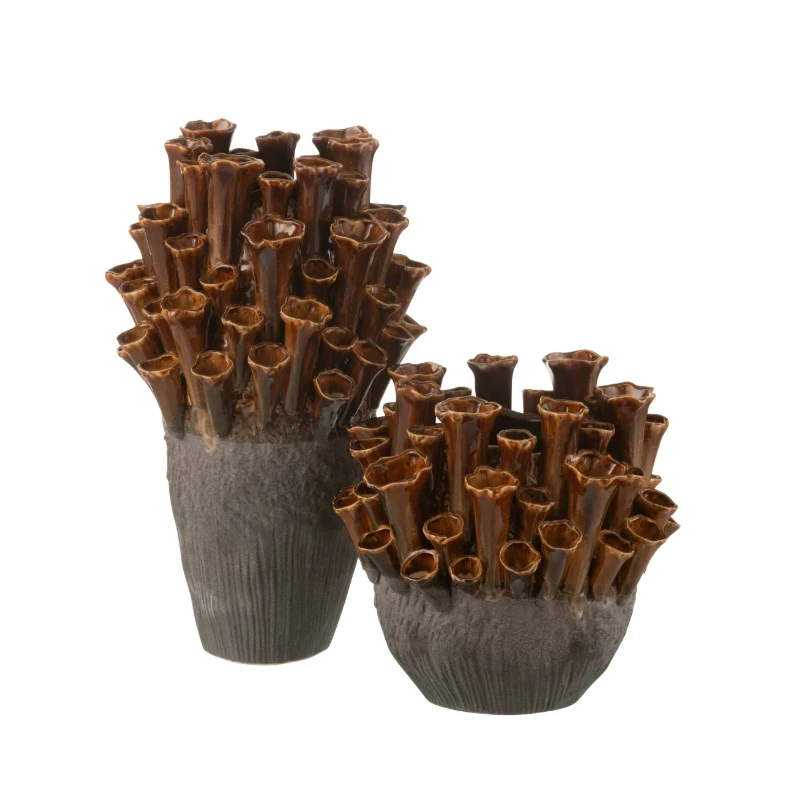 J-Line - Anemone Vase - Brown / Grey