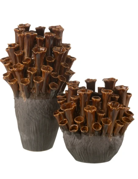 J-Line - Anemone Vase - Brown / Grey