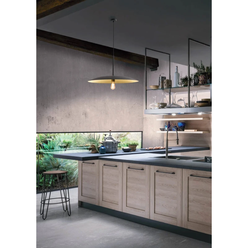 Redo Group - Cymbal Lampada a Sospensione - Nero Opaco/Oro Opaco