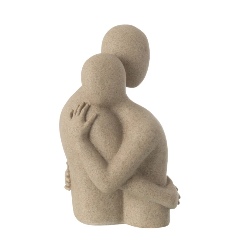 J-Line - Couple Hugging Bust Sculpture - Beige