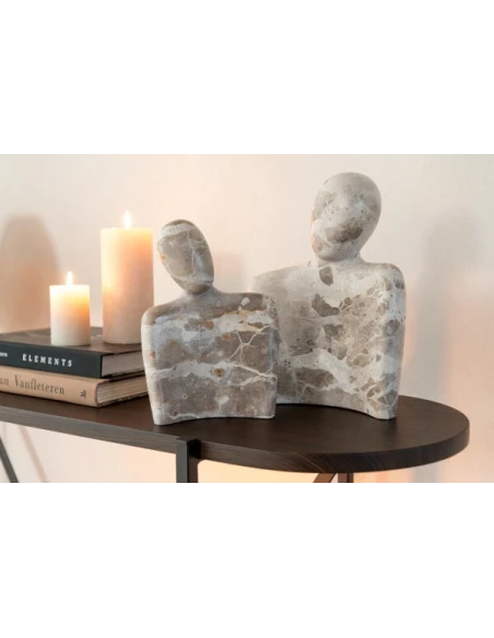 J-Line - Cuddling Couple Sculpture - Beige Marble