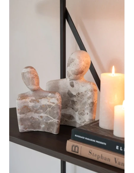 J-Line - Cuddling Couple Sculpture - Beige Marble