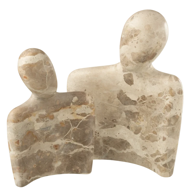 J-Line - Cuddling Couple Sculpture - Beige Marble