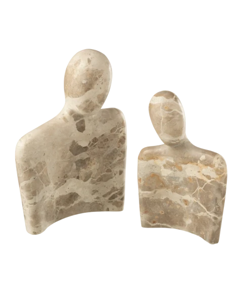 J-Line - Cuddling Couple Sculpture - Beige Marble