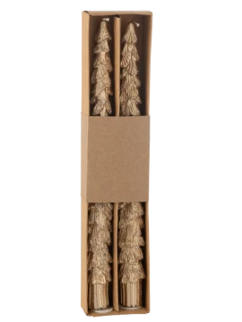 J-Line - Set di 2 Candele Albero - Oro