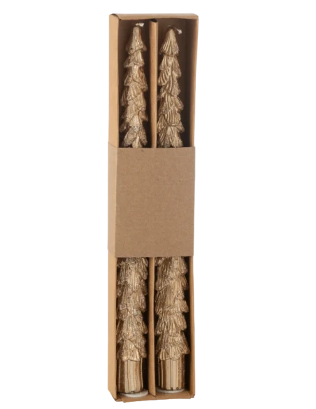 J-Line - Set of 2 Tree Candles - Gold