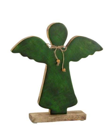 J-Line - Decorazione Angelo + Piede - Vetro Verde