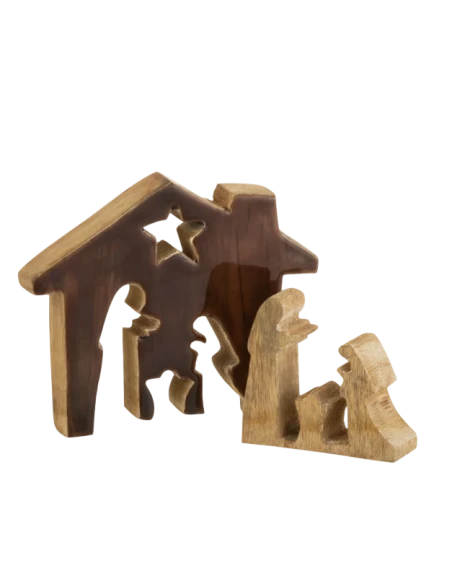 J-Line - Nativity Scene  - Brown / Natural Wood