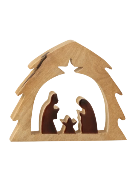 J-Line - Presepio in Albero - Legno di Mango Naturale / Marrone