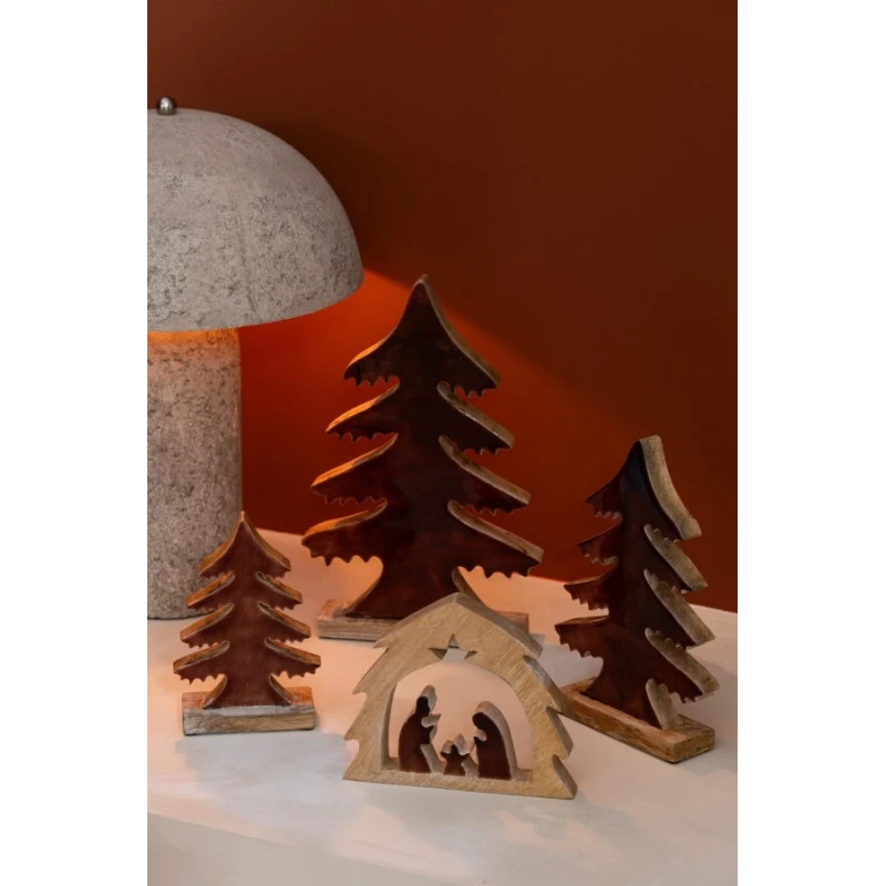 J-Line - Tree Nativity Scene - Natural Mango Wood / Brown