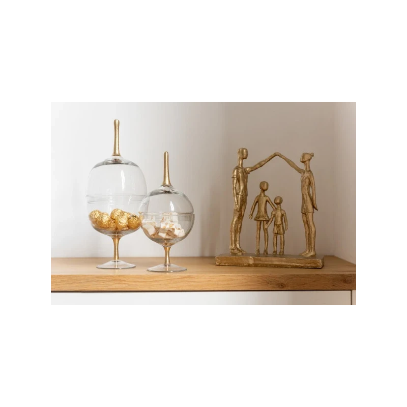 J-Line - Playing Family Sculpture - Gold Resin