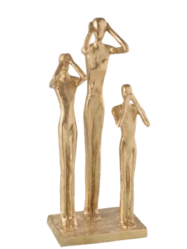 J-Line - Scultura Personaggi Vedere / Sentire / Parlare - Resina Oro