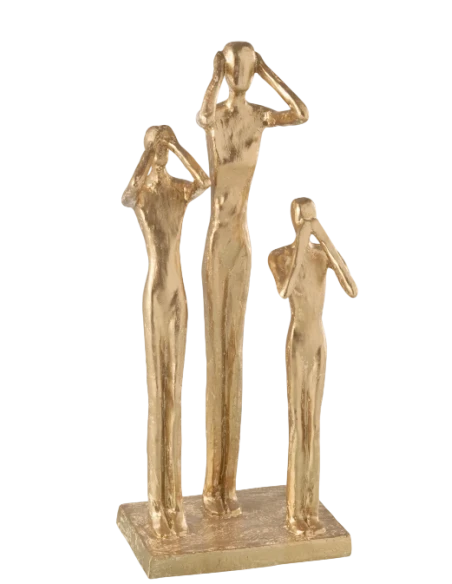J-Line - Scultura Personaggi Vedere / Sentire / Parlare - Resina Oro