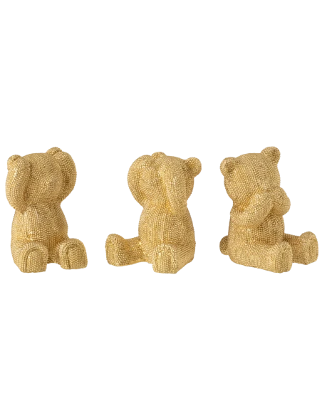 J-Line - Hearing / Seeing / Speaking Bear Decoration - Set of 3 Gold Pieces