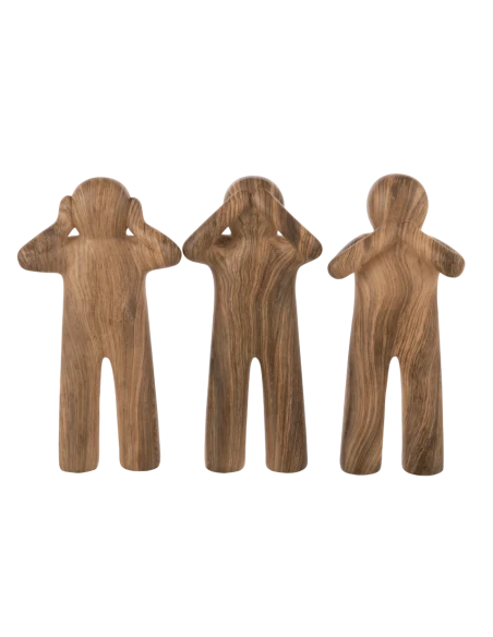 J-Line - Decorazione P'tit Maurice - Set di 3 Pezzi Cammello