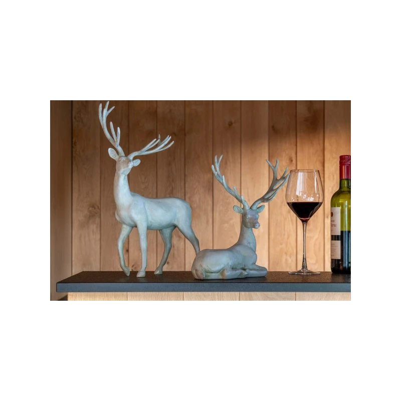 J-Line - Lying Deer Decoration - Blue Grey