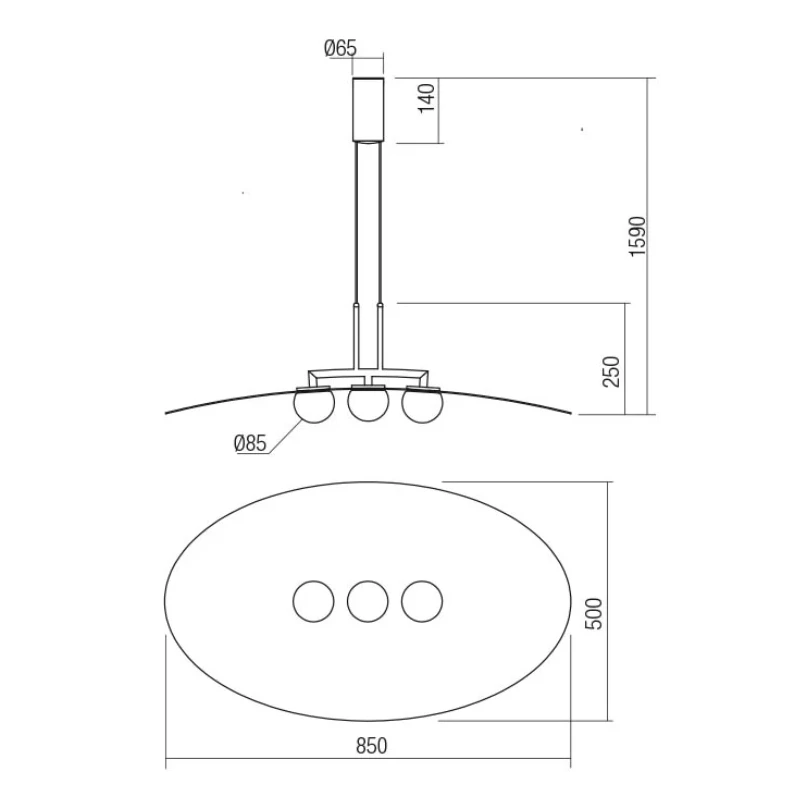 Redo Group - Cody Pendant Lamp - Black and Matt Gold