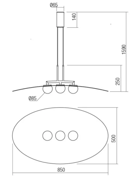 Redo Group - Cody Pendant Lamp - Black and Matt Gold