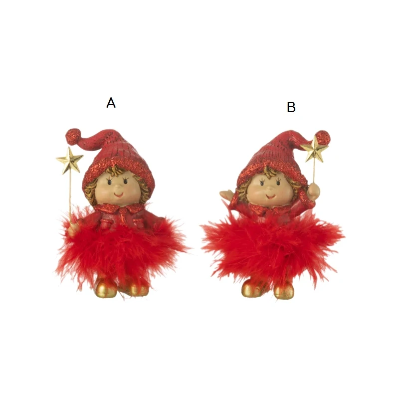 J-Line - Baby Hat + Fur Star Decoration - Red / Gold