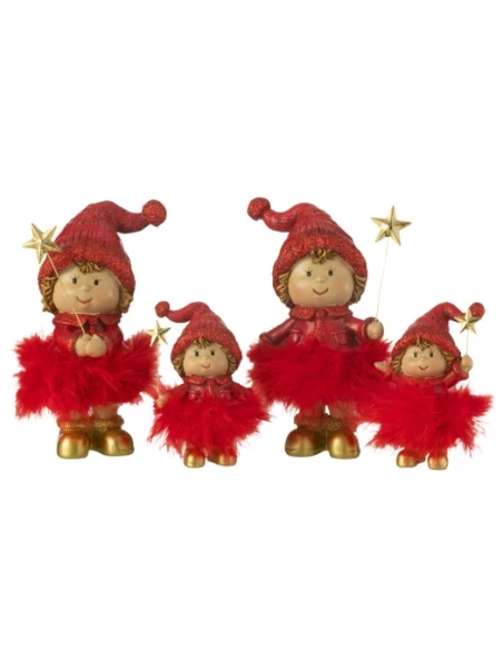 J-Line - Decorazione Bambino Berretto + Stella Pelliccia - Rosso / Oro