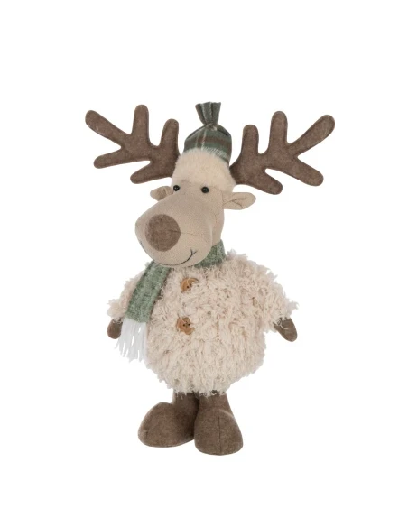 J-Line - Decorazione Alce Sciarpa - Avorio / Verde