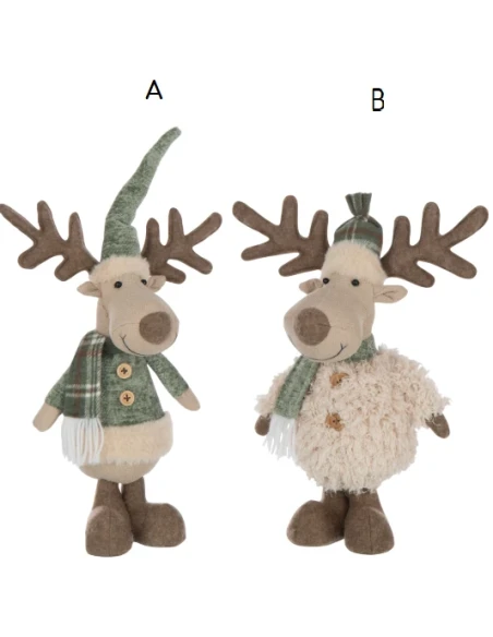 J-Line - Decorazione Alce Sciarpa - Avorio / Verde