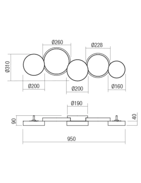 Redo Group - Cronos Ceiling Lamp - Matt Black