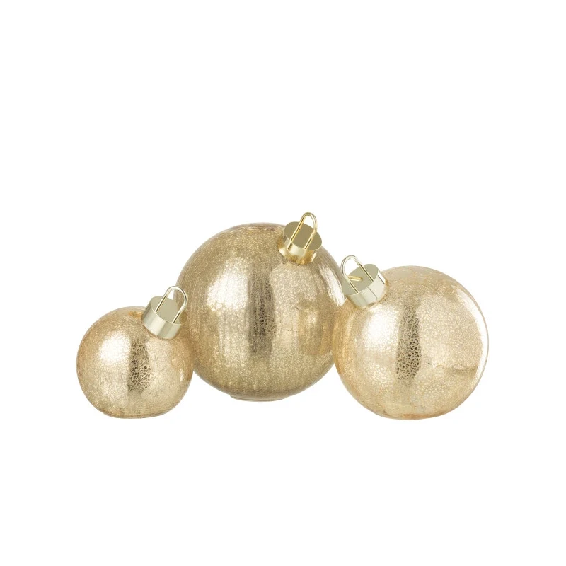 J-Line - Pallina Di Natale Led - Vetro Oro