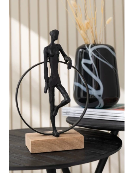 J-Line - Scultura Uomo Contro Anello + Piede - Ferro Nero