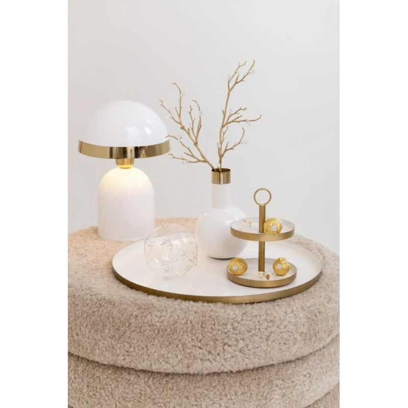 J-Line - Gold Edge Table Lamp - Glossy White